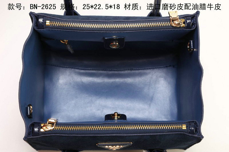 2014 Prada Suede Leather Tote Bag BN2625 darkblue - Click Image to Close